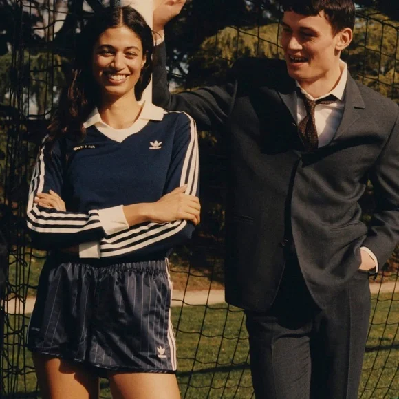 ADIDAS Pinstripe Satin Shorts (S/Blue) - Picture 5 of 13